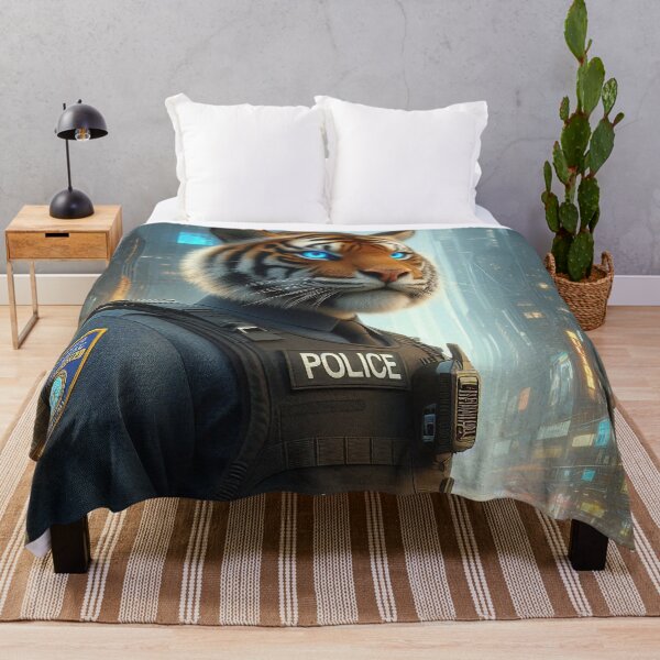 Item preview, Tiger Police Officer in a Dystopian City designed and sold by nikkolaus.