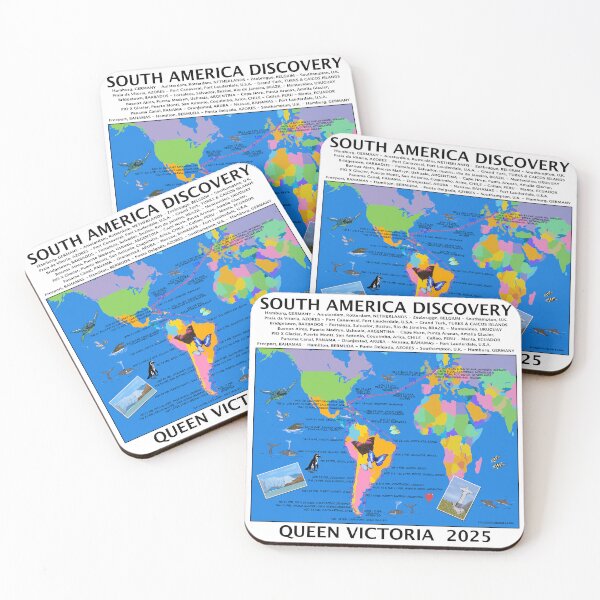 Item preview, CUNARD 2025 V502E SOUTH AMERICA DISCOVERY CRUISE HAMBURG START FULLY ILLUSTRATED ROUTE MAP designed and sold by stilgoe.