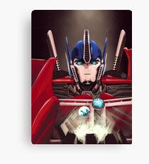 Optimus Prime w/ Earth and Cybertron Canvas Print
