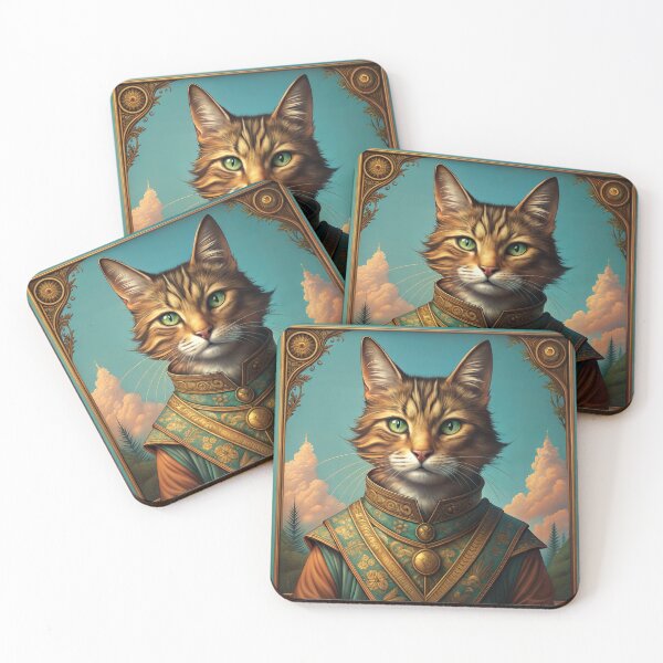 Item preview, Elegant cat portrait wearing royal attire against a dreamy background designed and sold by AngelinArts.