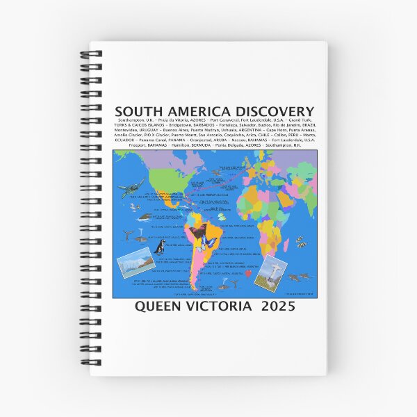 Item preview, CUNARD 2025 V503B SOUTH AMERICA DISCOVERY CRUISE SOUTHAMPTON START FULLY ILLUSTRATED ROUTE MAP designed and sold by stilgoe.