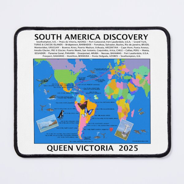 Item preview, CUNARD 2025 V503B SOUTH AMERICA DISCOVERY CRUISE SOUTHAMPTON START FULLY ILLUSTRATED ROUTE MAP designed and sold by stilgoe.