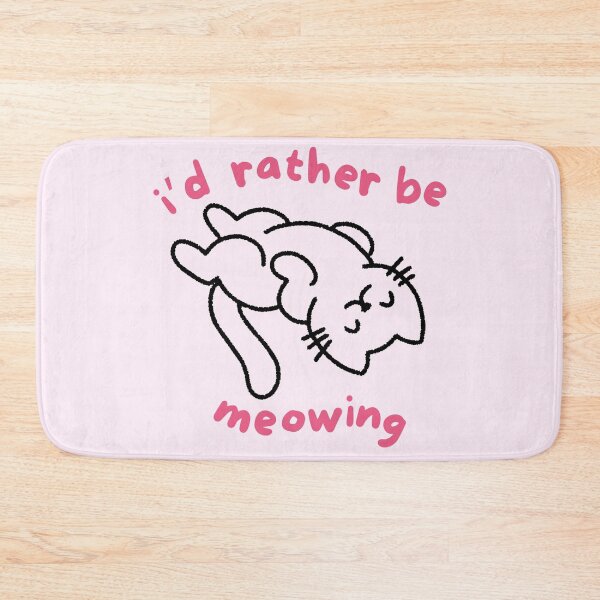 Item preview, cute pink black and white cat with text id rather be meowing designed and sold by cherrytheory.