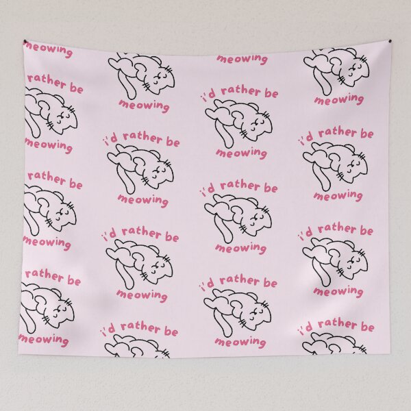 Item preview, cute pink black and white cat with text id rather be meowing designed and sold by cherrytheory.