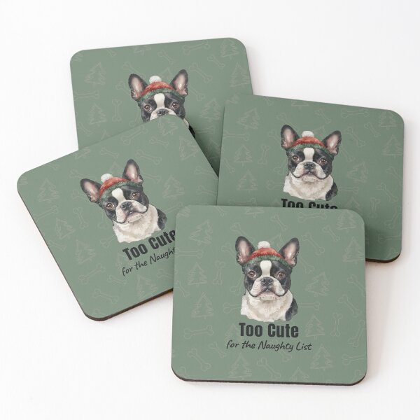 Item preview, Too Cute for the Naughty List Boston Terrier Christmas designed and sold by RetroPrism.