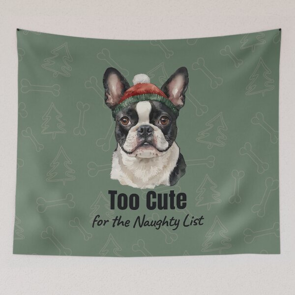 Item preview, Too Cute for the Naughty List Boston Terrier Christmas designed and sold by RetroPrism.