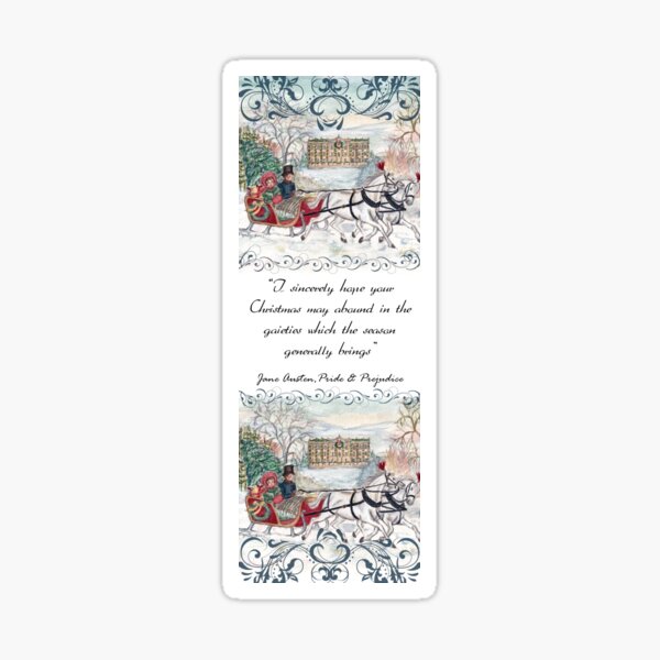 Pemberley Sleigh Ride Jane Austen Bookmark Sticker