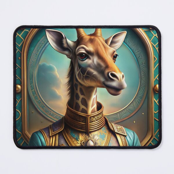 Item preview, Majestic giraffe portrait dressed in ornate attire against a luxurious backdrop designed and sold by AngelinArts.