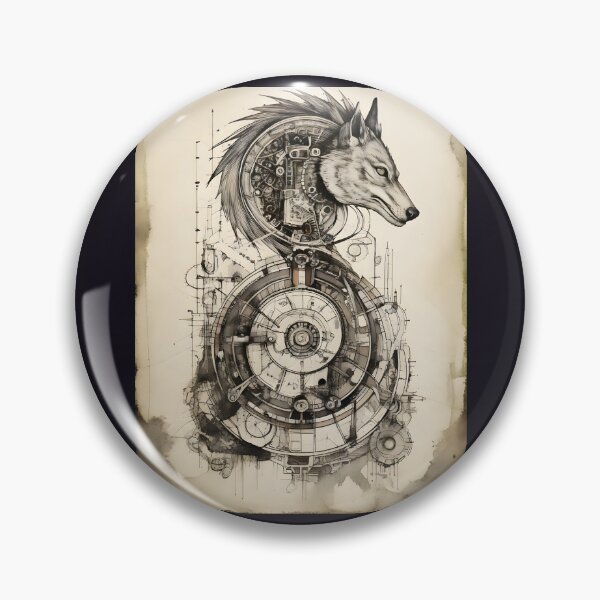 Item preview, steam punk, wolf, cyberpunk, fenrirm compass designed and sold by PhotoArtMC.