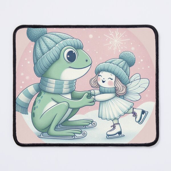 Item preview, Ice dancer frog and fairy girl, fairycore artwork in wintertime designed and sold by coloursforkids.