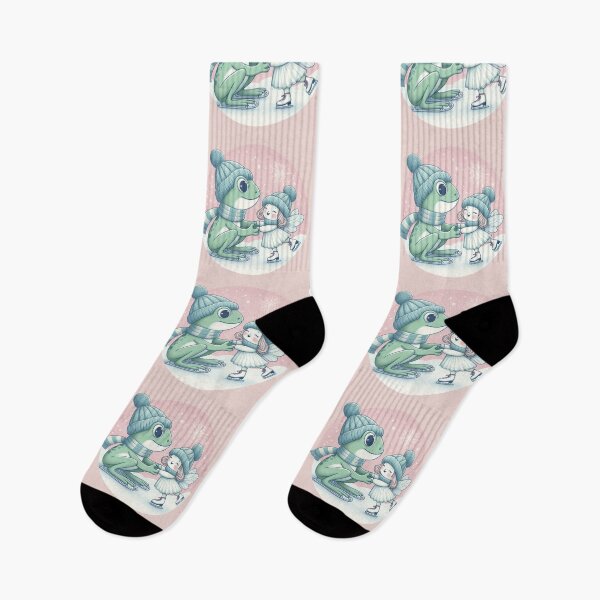 Item preview, Ice dancer frog and fairy girl, fairycore artwork in wintertime designed and sold by coloursforkids.