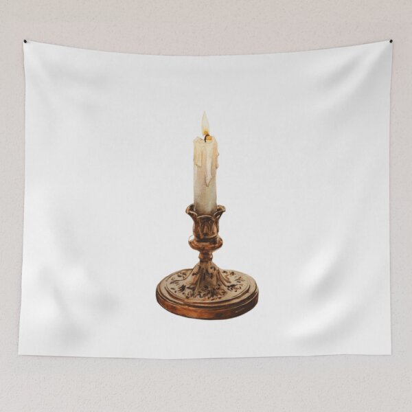 Item preview, White Watercolor Candle with antique holder designed and sold by ArtQueen777.