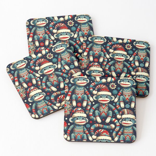 Item preview, Sock Monkey Christmas Pattern designed and sold by The Masked Designer.