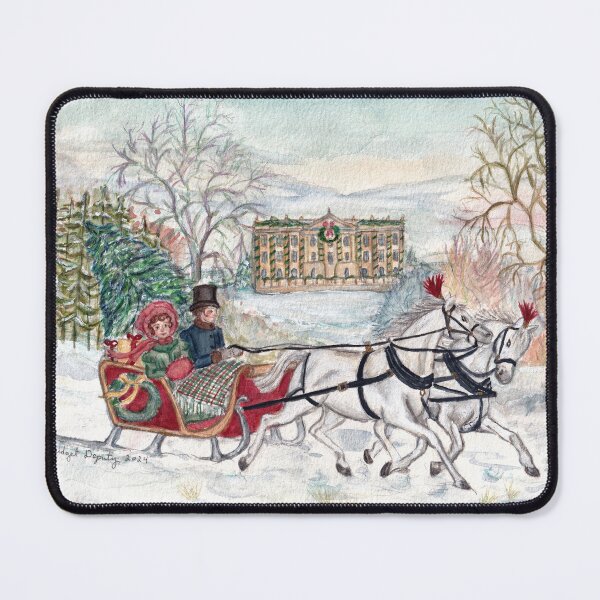 Item preview, Sleigh Ride at Pemberley, Jane Austen Watercolor Illustration designed and sold by Some Little Good.