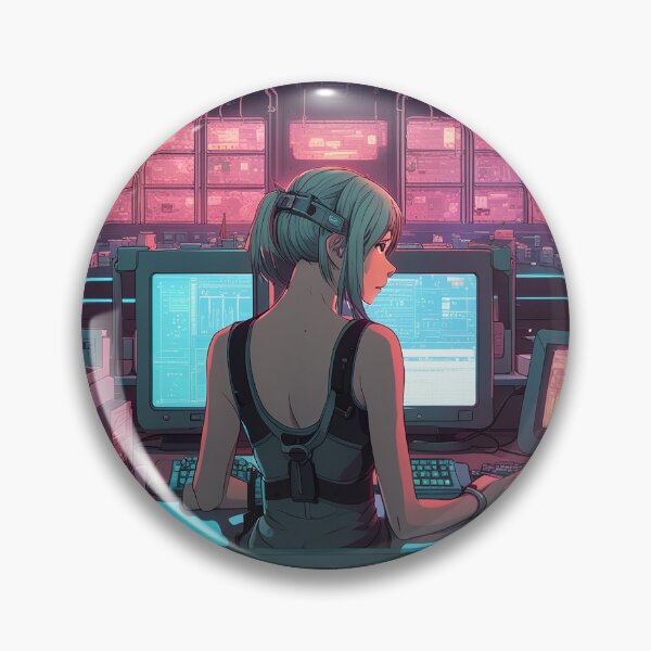 Item preview, Female hacker in cyberpunk inspired setting designed and sold by Cyberchill.