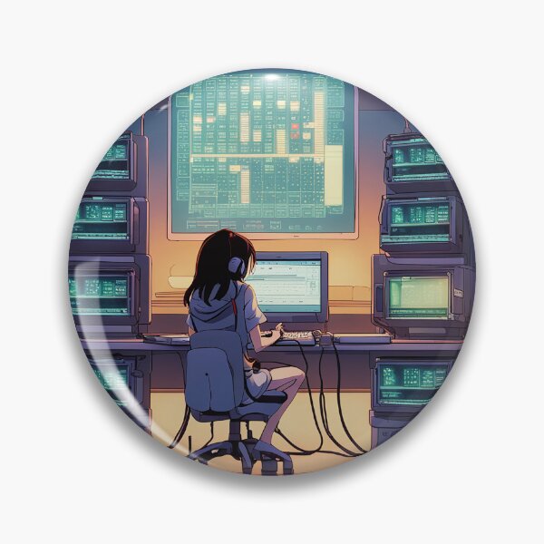 Item preview, Female hacker in cyberpunk inspired setting designed and sold by Cyberchill.
