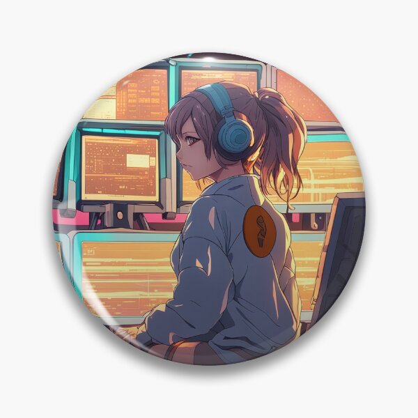 Item preview, Female hacker in cyberpunk inspired setting designed and sold by Cyberchill.