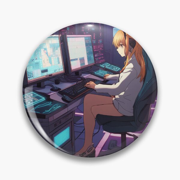 Artikelvorschau, Hackerin in einem vom Cyberpunk inspirierten Setting entworfen und verkauft von Cyberchill.