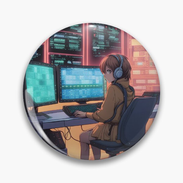 Item preview, Female hacker in cyberpunk inspired setting designed and sold by Cyberchill.