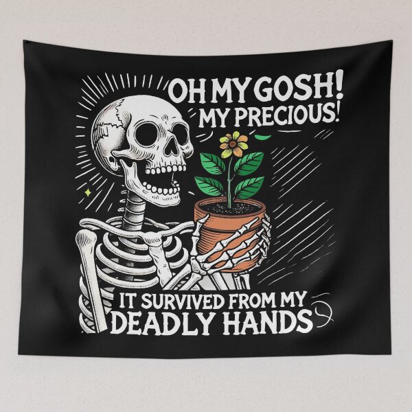 Item preview, Funny Skeleton Plant Lover Design – It Survived My Deadly Hands designed and sold by DrawHandArt.