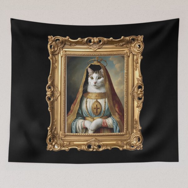 Item preview, Catholic-Inspired Cat Art. Lady of the Cats: A Purrfectly Divine Gift. Virgin Mary. designed and sold by MarCreativArt.