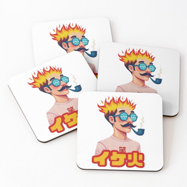 Item preview, Retro Flaming Hipster with Pipe | Japanese Pop Art designed and sold by IAPICTURE.