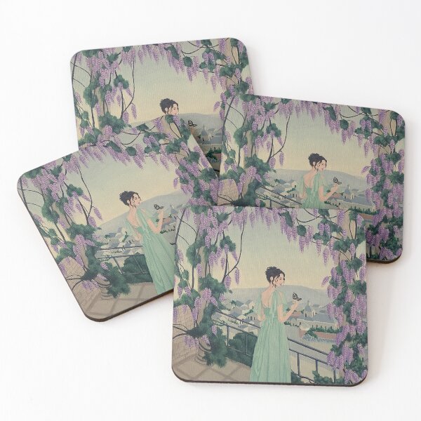 Item preview, Peace and Serenity: Elegant Wisteria Balcony Scene designed and sold by nm-sketchbook.