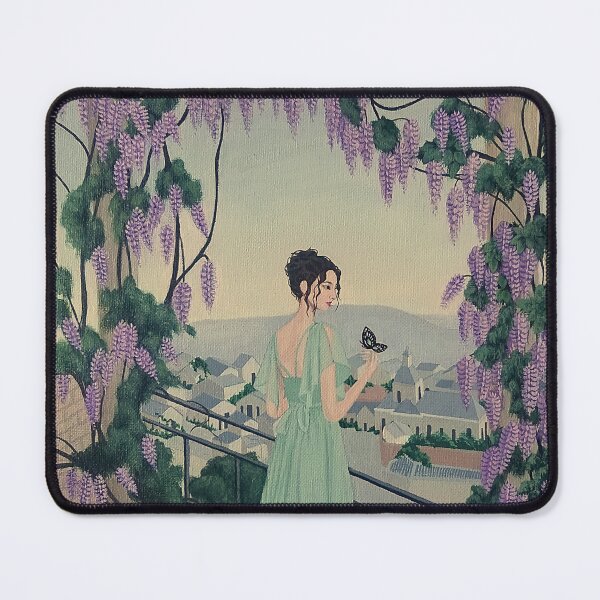 Item preview, Peace and Serenity: Elegant Wisteria Balcony Scene designed and sold by nm-sketchbook.