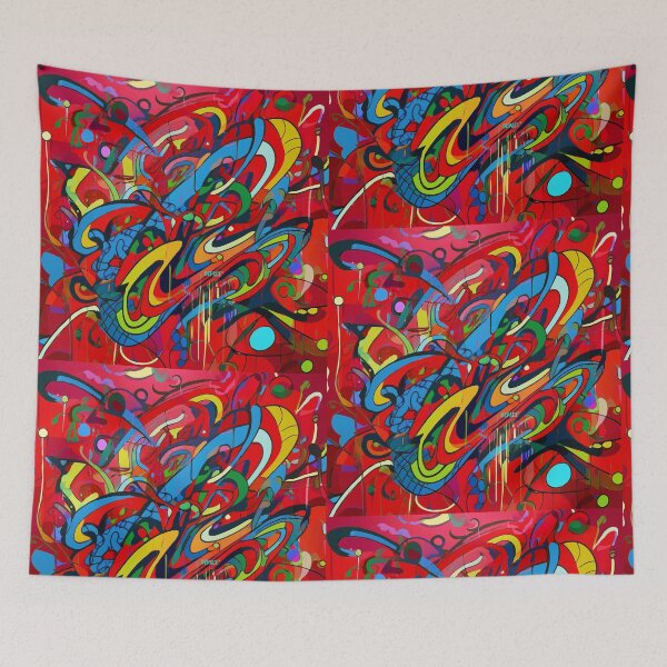 Item preview, Wild and Colorful Scribble Art on Bright Red - dePace' designed and sold by mrpropcake.