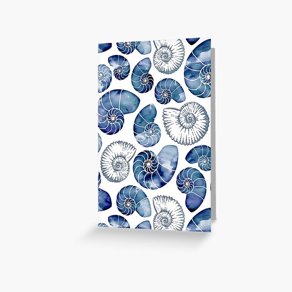 Item preview, Blue nautilus shells on white designed and sold by adenaJ.