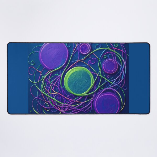 Item preview, purple lines and green circles on cobalt blue - dePace' designed and sold by mrpropcake.