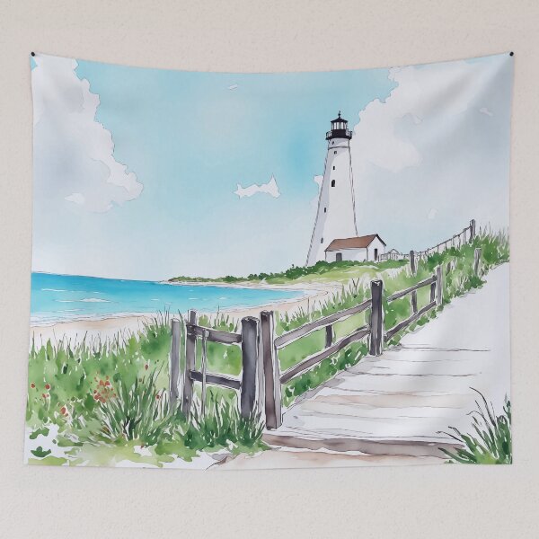 Item preview, Cape Cod Massachusetts Lighthouse Watercolor designed and sold by Magnolia Valley Art.
