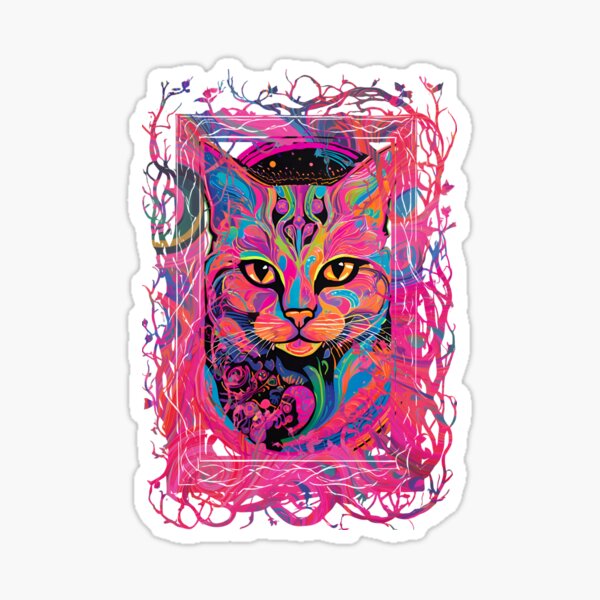 Psychedelic Cat Sticker