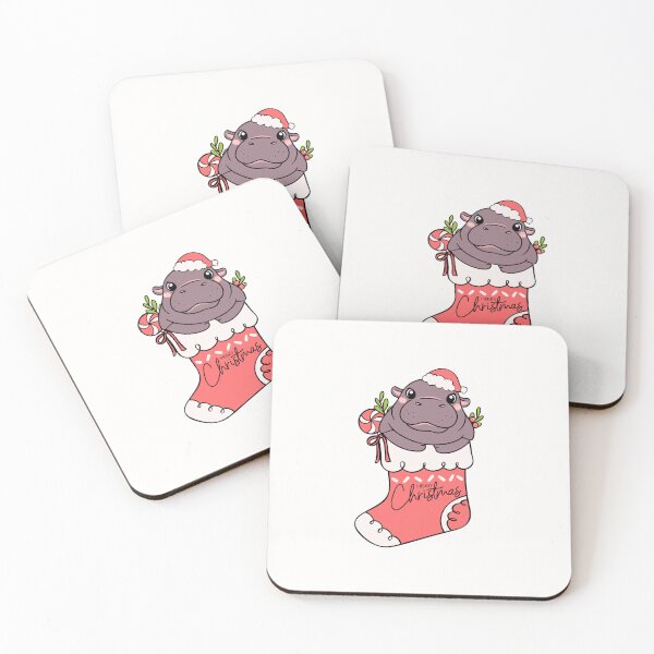 Item preview, Moo Deng Cute Hippo in Christmas Stocking designed and sold by PeachyLitchi.
