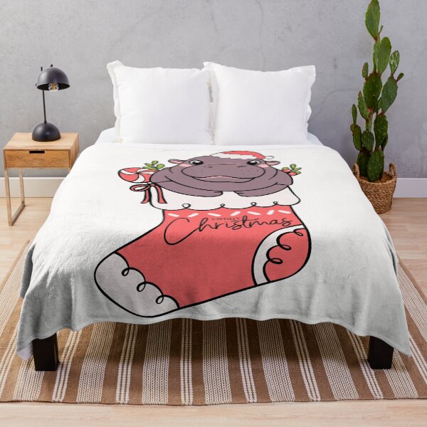 Item preview, Moo Deng Cute Hippo in Christmas Stocking designed and sold by PeachyLitchi.