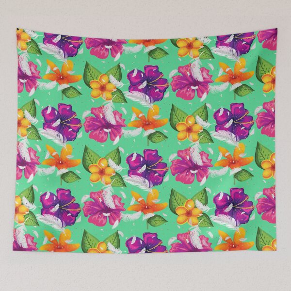 Item preview, Vibrant Floral and Feather Pattern" designed and sold by Graphollio-shop.