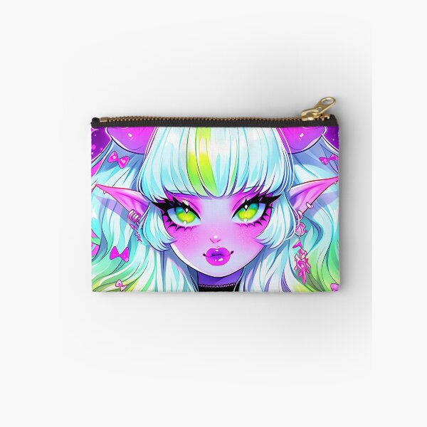 Item preview, Kawaii Pink Purple Green Little Demon Anime Girl designed and sold by bubblegoth.