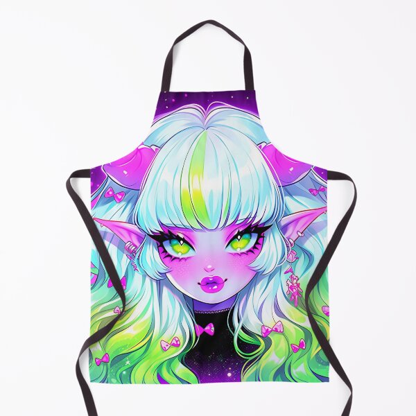 Item preview, Kawaii Pink Purple Green Little Demon Anime Girl designed and sold by bubblegoth.