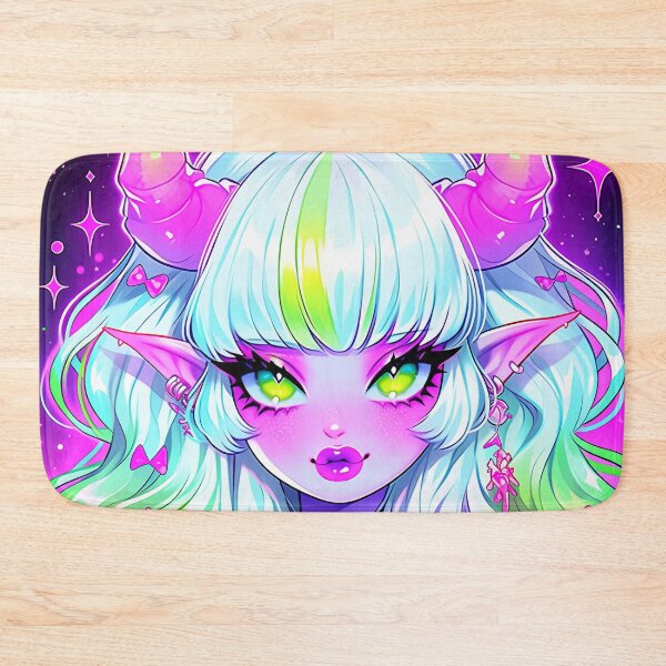 Item preview, Kawaii Pink Purple Green Little Demon Anime Girl designed and sold by bubblegoth.