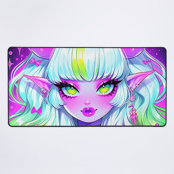 Item preview, Kawaii Pink Purple Green Little Demon Anime Girl designed and sold by bubblegoth.