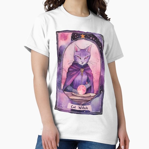 Item preview, Tarot Card Inspired Cat Witch Pink & Purple designed and sold by Shopatmarlow.