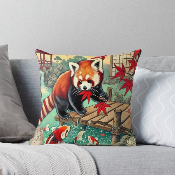 Item preview, Enchanted Red Panda Sanctuary - Japanese Garden Digital Art Print designed and sold by SakuraJapanArt.