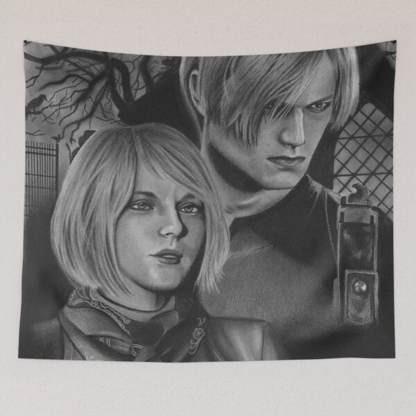 Item preview, Leon Kennedy & Ashley Graham Abstract Charcoal Drawing designed and sold by Jenvonlee.