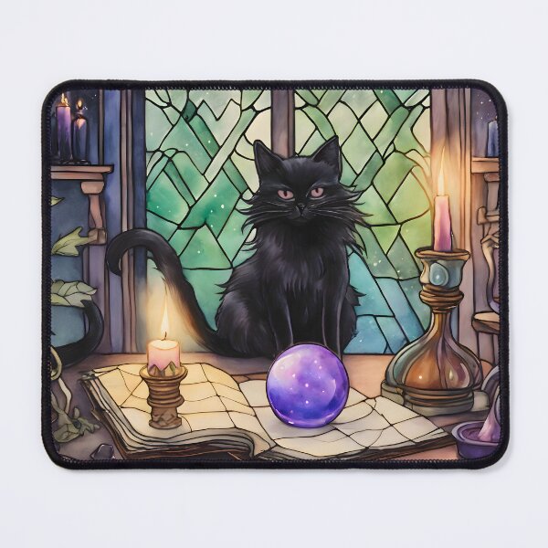 Item preview, Black Cat Stained Glass Window designed and sold by Shopatmarlow.