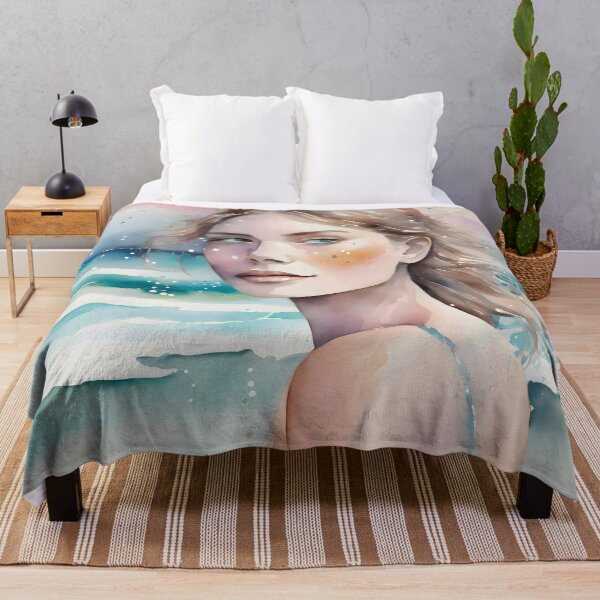 Item preview, Watercolour portrait girl beach sunset designed and sold by Shopatmarlow.