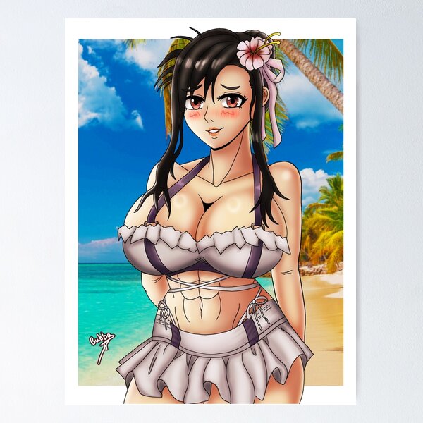 Tifa Beach Outfit Illustration Poster