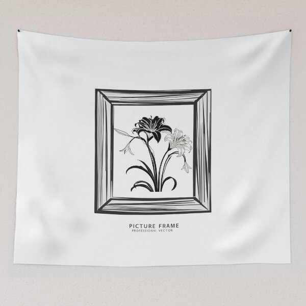Item preview, A black and white drawing of a flower with a white frame designed and sold by PWDigitalArt.