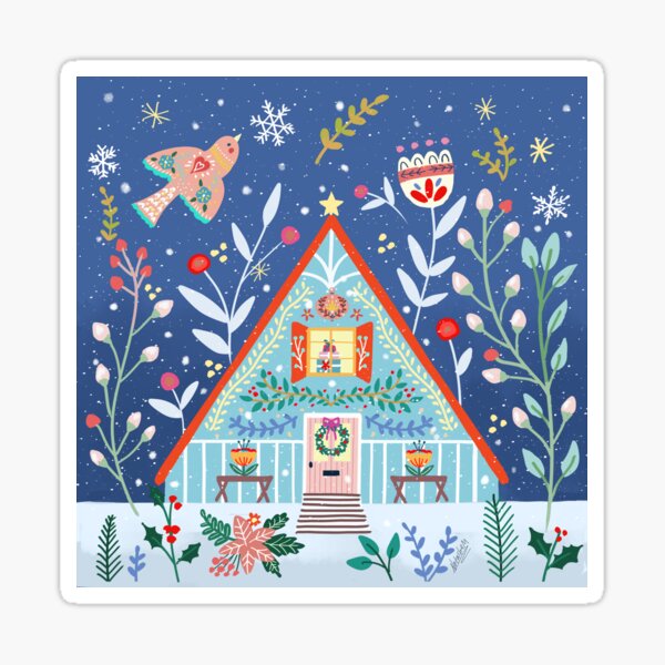 Item preview, Scandinavian Folk Cozy Winter Cabin designed and sold by Natasha May Design.