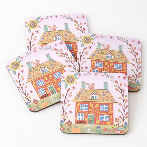 Item preview, Scandinavian Folk Autumn Fall Golden Cozy House  designed and sold by Natasha May Design.