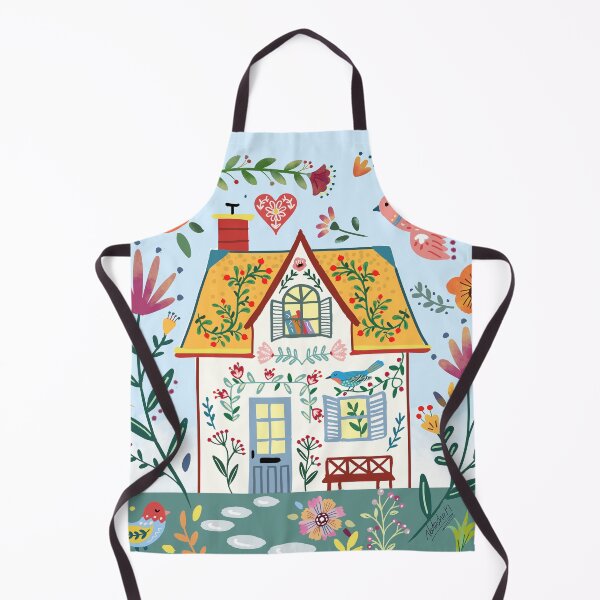 Item preview, Scandinavian Folk Spring Season Cheerful House and florals designed and sold by Natasha May Design.